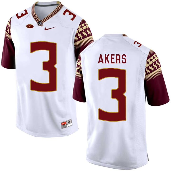 Florida State Seminoles #3 Cam Akers White College Football Jersey